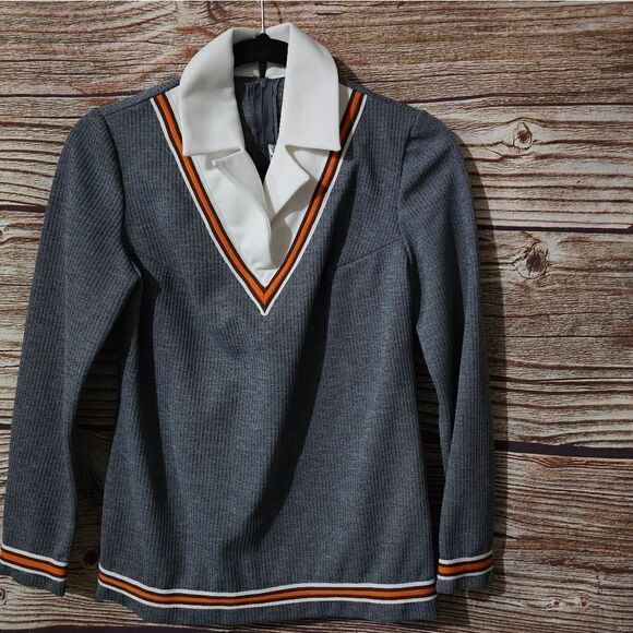 Vintage Ruth Norman top women's gray/orange/ white pre-owned - Picture 1 of 7